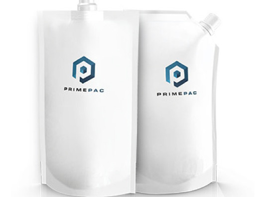 Two Pouch packagings with different spout position, one in the corner, andother on the center